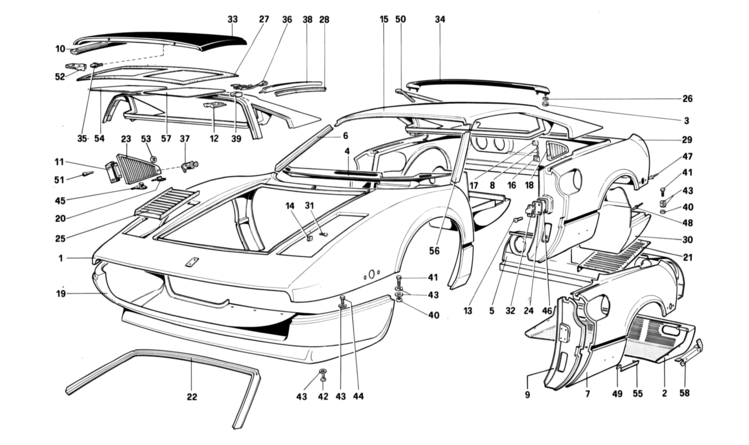 Ferrari Philadelphia Parts : 308 GTB/GTS QV : Table 101 - Body shell ...