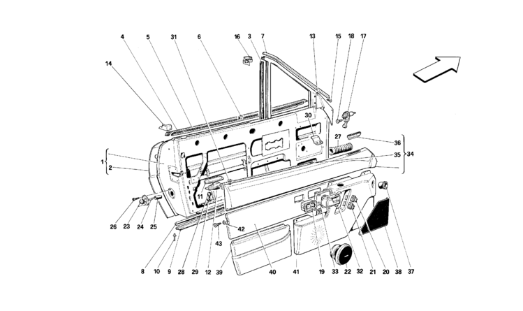 Ferrari Philadelphia Parts : Mondial T : Table 122 - Doors -Cabriolet ...